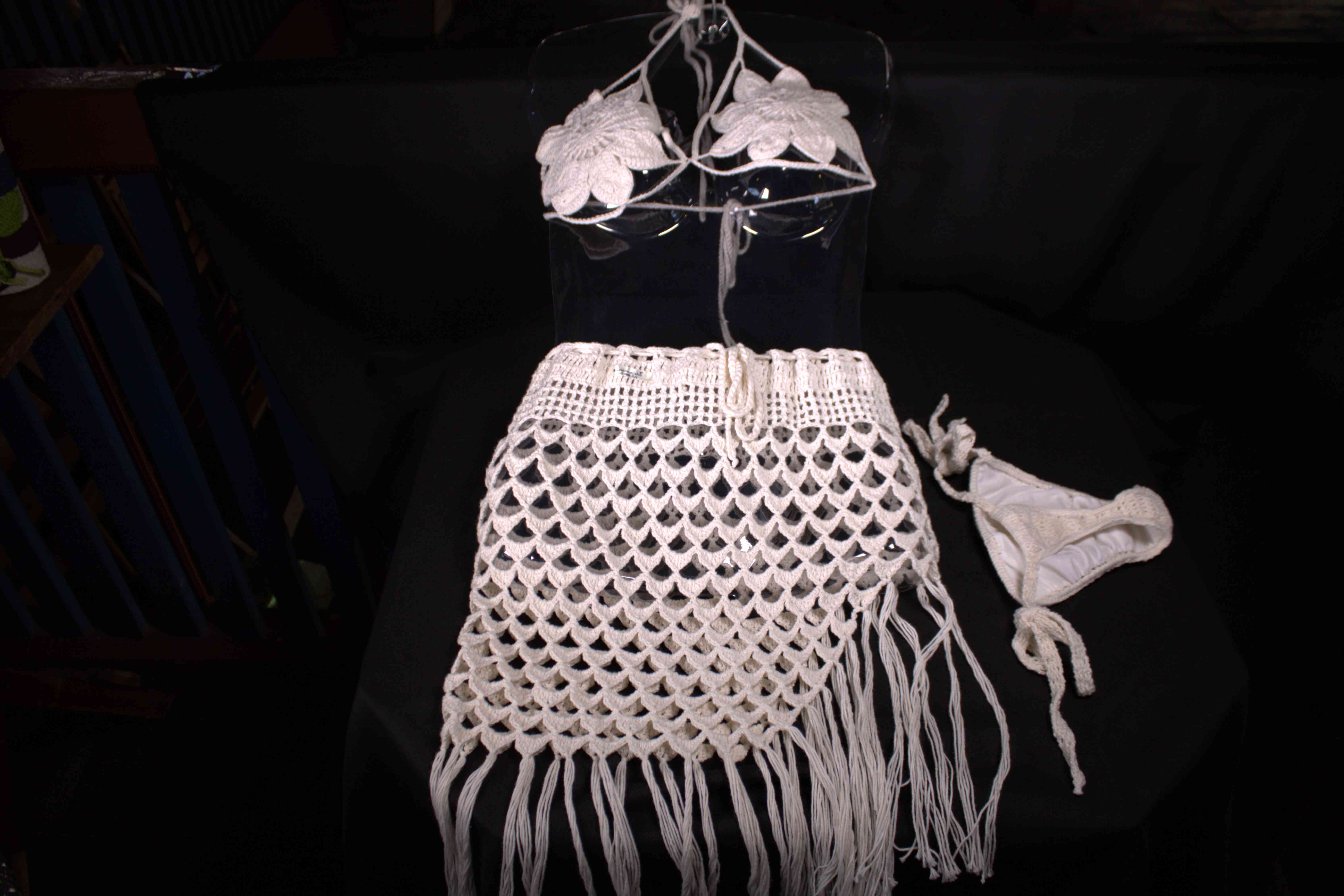 Biquíni de Crochê Artesanal Off White