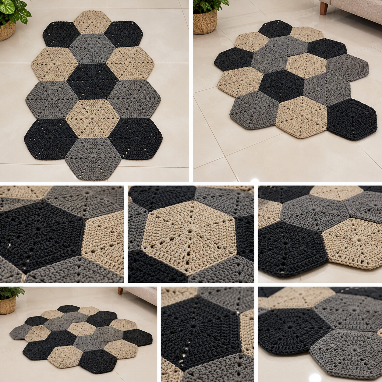 Tapete de Crochê Hexagonal Artesanal - Unitário - Image 2
