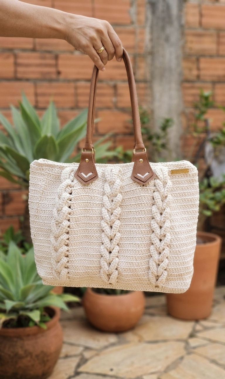 Bolsa de crochê tranças em relevo - Image 2