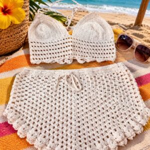 Conjunto de praia em croche