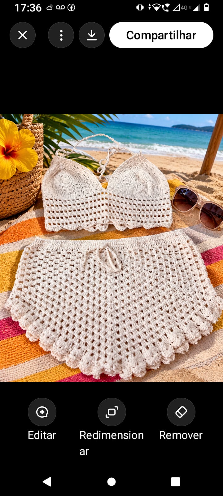 Conjunto de praia em croche