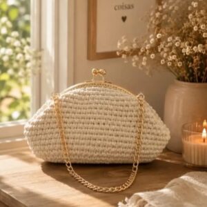 Bolsa Clutch de Crochê com Fecho da Vovó